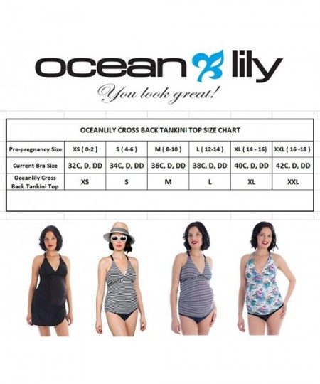 Tankinis Cross Back Maternity Swimwear-Pregnancy Swimsuits-Bathing Suit-Maternity Tankini Top - Navy Print - C518NUK3D33