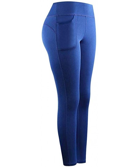 Board Shorts Women's Stretch Yoga Leggings Fitness Running Gym Sports Pocket Track Pants - Blue - CJ193YA96AS