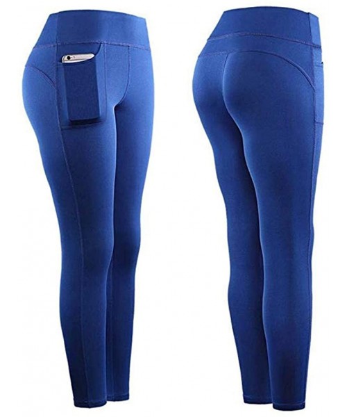 Board Shorts Women's Stretch Yoga Leggings Fitness Running Gym Sports Pocket Track Pants - Blue - CJ193YA96AS