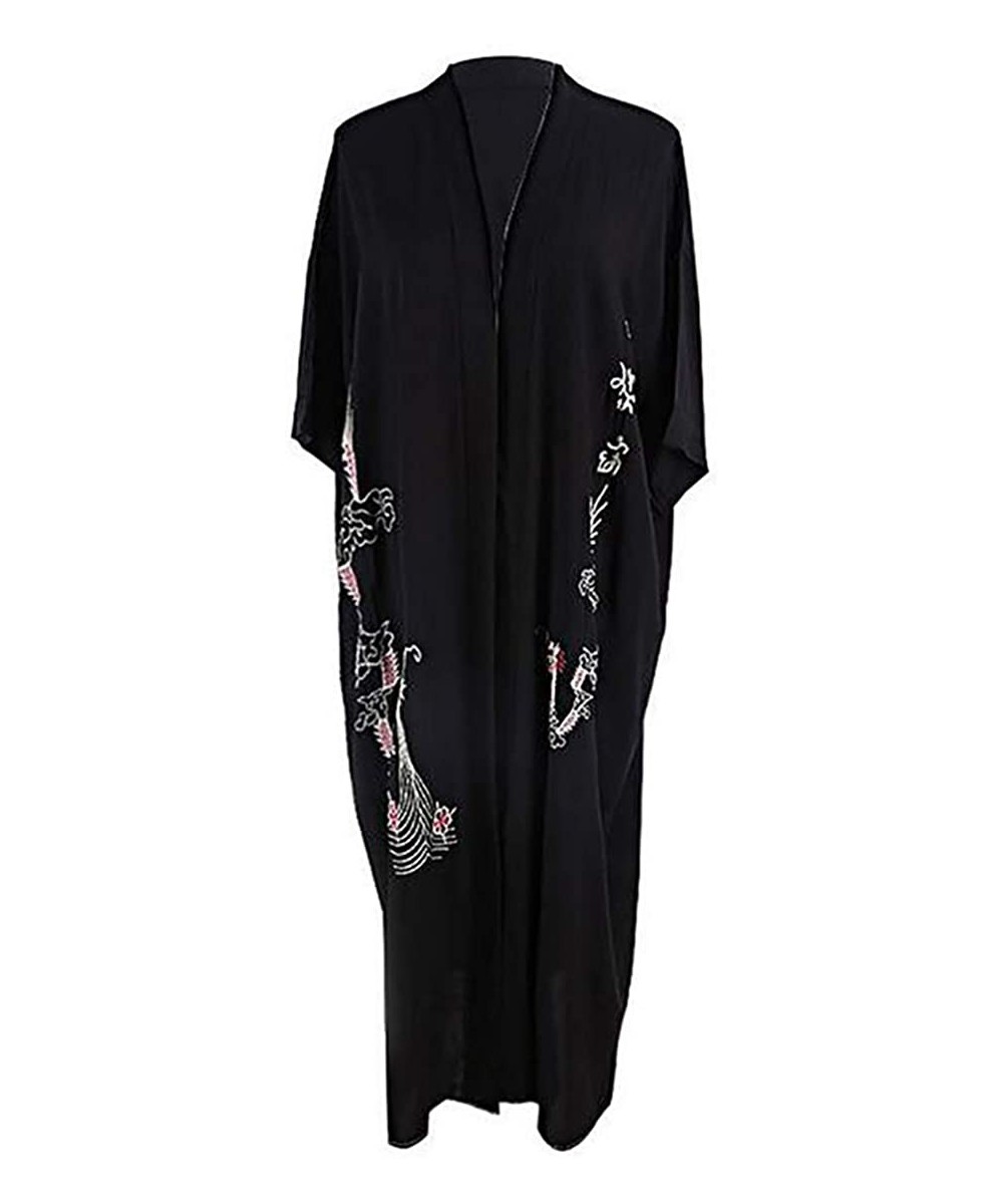 Cover-Ups Women's Sexy Bikini Swimsuit Bathing Suit Cover Ups Swimwear Beach Dress Long Kimono Jacket Cardigan Robe Black 9 -...