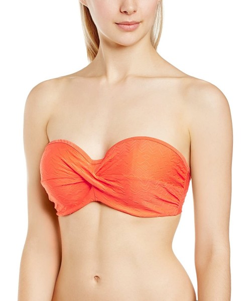 Tops Matilda Underwire Padded Twist Bandeau Bikini Top (CW0083)-38E-Orange - CQ11LDUO937