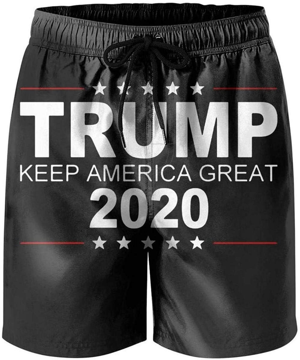 Board Shorts Trump-2020-star-blue- Man Swim Shorts Side Split Swim Trunks - White-33 - CN18U9GWGLN