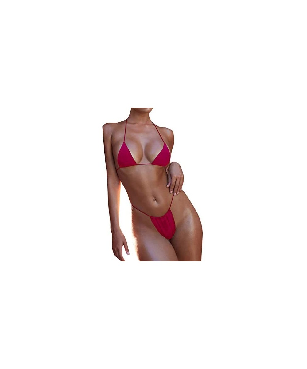 Sets Women Bandeau Bandage Bikini Set Push-Up Brazilian Swimwear Beachwear Swimsuit - Wine Red - CI18MDQU0CN