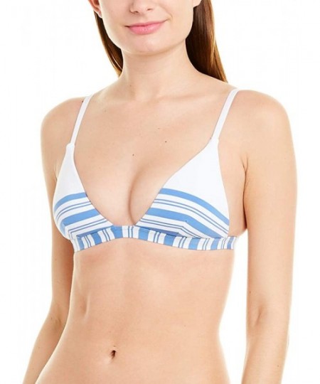 Tops Women's Regatta Stripe Banded Triangle Bikini Top - Blue - CV1959L66HM