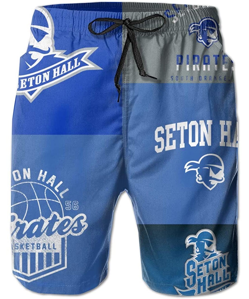 Board Shorts Men's Quick Dry Swim Shorts with Mesh Lining Swimwear Bathing Suits Beach Shorts - Seton Hall Pirates-16 - C8190...