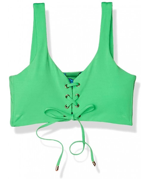 Tops Women's Lace Up Bralette - Green - C1193C3HDNO