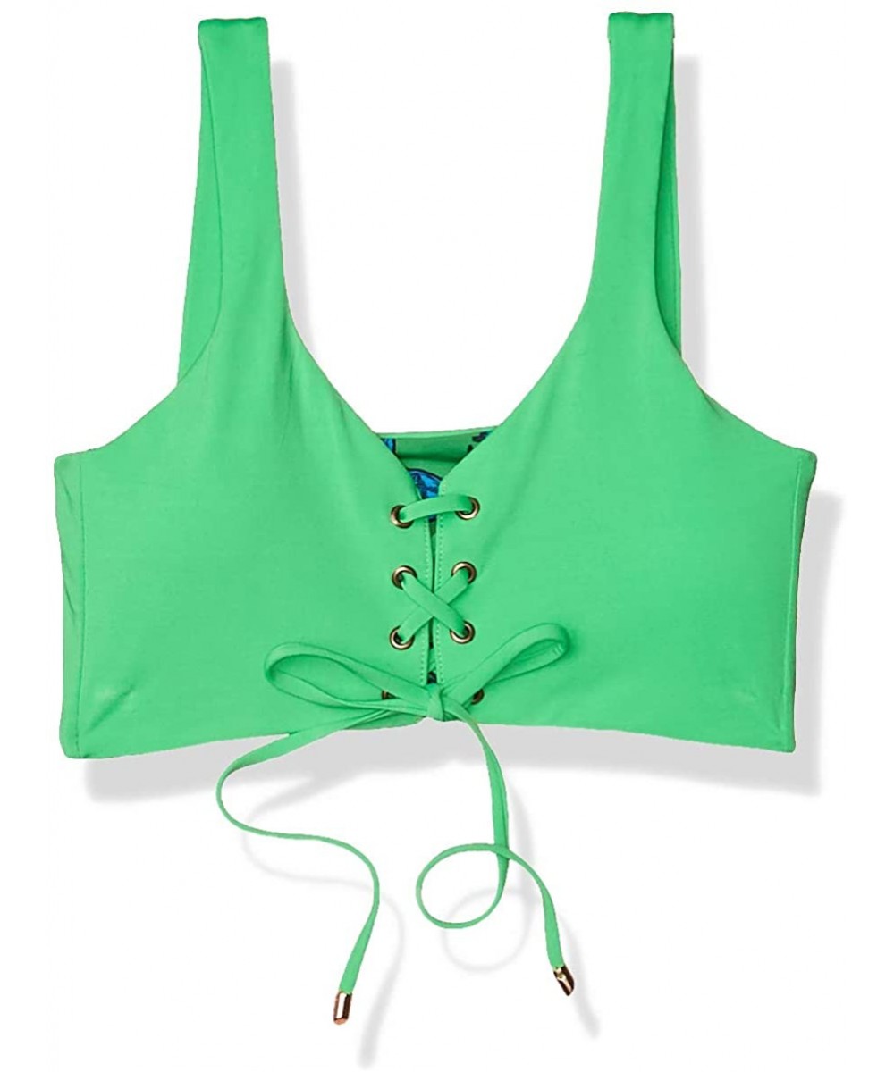 Tops Women's Lace Up Bralette - Green - C1193C3HDNO