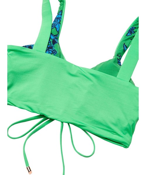 Tops Women's Lace Up Bralette - Green - C1193C3HDNO