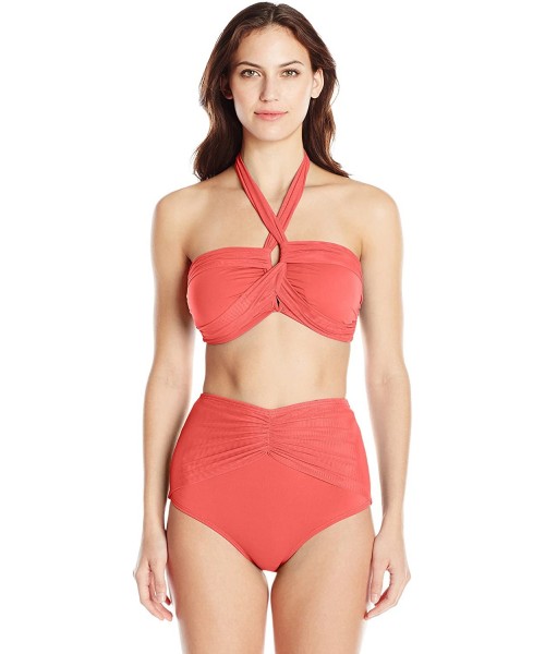 Tankinis Women's High Waist Bikini Bottom Swimsuit - St. Barth's Coral - CF127STT8FZ