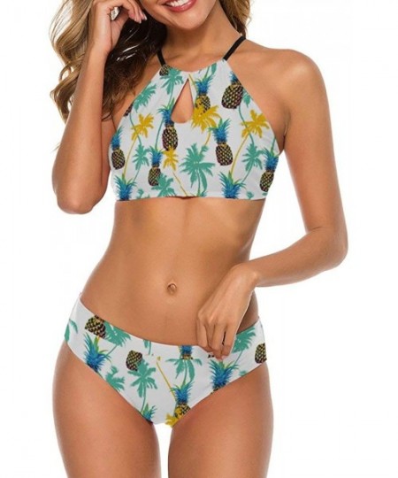 Sets Pineap-ple Ladies Crop Two Piece Swimsuit for Pools Detachable Light-Support Bikini - Style1-7 - CO19C5G6T5G