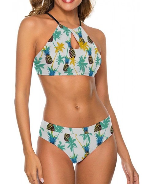 Sets Pineap-ple Ladies Crop Two Piece Swimsuit for Pools Detachable Light-Support Bikini - Style1-7 - CO19C5G6T5G