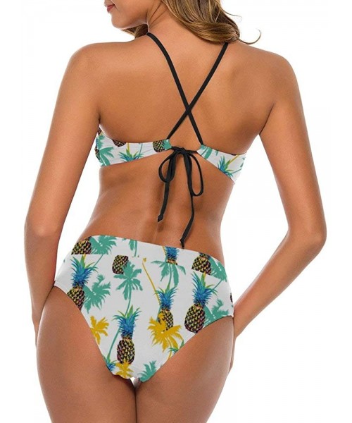 Sets Pineap-ple Ladies Crop Two Piece Swimsuit for Pools Detachable Light-Support Bikini - Style1-7 - CO19C5G6T5G