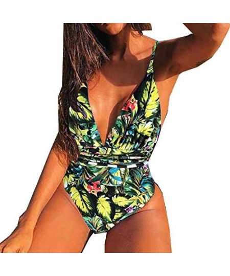 One-Pieces Swimsuits for Women Tummy Control for Girls and Cover up Sets Athletic Bikini Ladies one Piece - Multi-print-2 - C...