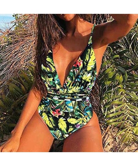 One-Pieces Swimsuits for Women Tummy Control for Girls and Cover up Sets Athletic Bikini Ladies one Piece - Multi-print-2 - C...