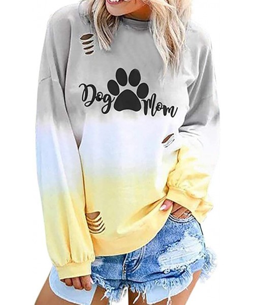 Cover-Ups Blouses for Womens Gradient Patchwork Color Block Long Sleeve Crew Neck Hollow Out Tshirt Tops Sweatshirt 9 Yellow ...