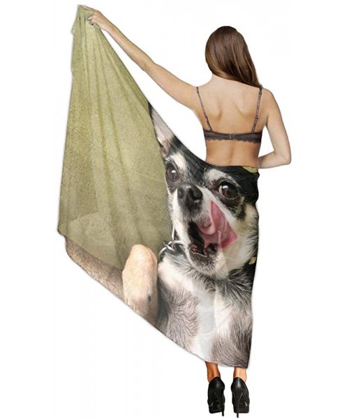 Cover-Ups Women's Swimwear Cover Ups- Summer Vacation Beach Sarong Soft Shawl Wrap - Chihuahua Dog - C519C6NOYSI