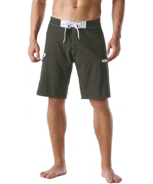 Board Shorts Men's Sportwear Quick Dry Board Shorts with Lining - Green-207 - CD18NORHL79