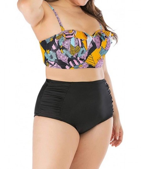 Sets Plus Size Cross Bandage Two Piece Bikini Set Solid Bathing Suits Swimwear Beachwear - J3 - C818UNGYN7G