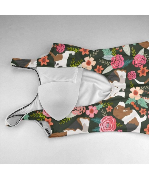 Racing Basset Hound Dog Women's One Piece Swimsuit Swimwear - White - CL18TCWI3D3