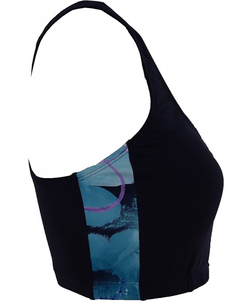 Rash Guards Women Plus Size UPF 50+ Swim Tank Bra Short Top Rash Guard - Navy With Jade Violet - CE17YRWK3H4