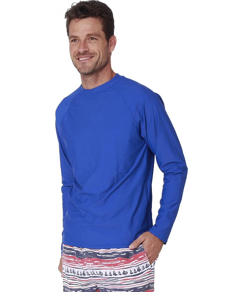 Rash Guards Long Sleeve Rashguard Swim Tee Surfing UPF 50+ Swim Shirt Beachwear Relaxed Fit - Royal - C518683OX3X