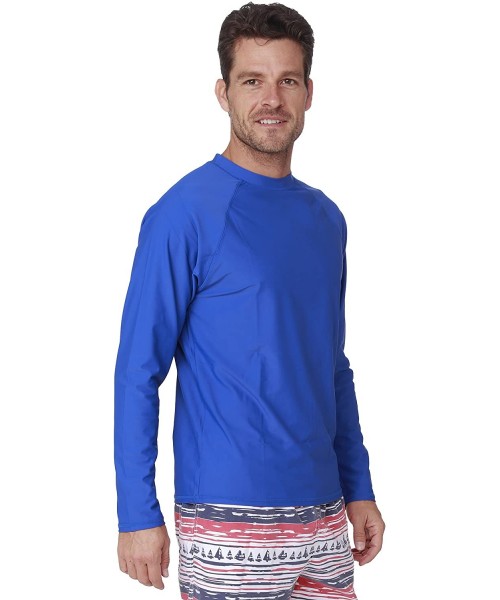 Rash Guards Long Sleeve Rashguard Swim Tee Surfing UPF 50+ Swim Shirt Beachwear Relaxed Fit - Royal - C518683OX3X