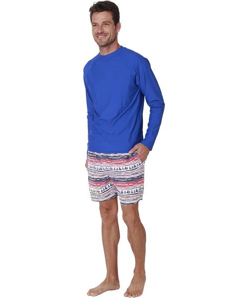 Rash Guards Long Sleeve Rashguard Swim Tee Surfing UPF 50+ Swim Shirt Beachwear Relaxed Fit - Royal - C518683OX3X