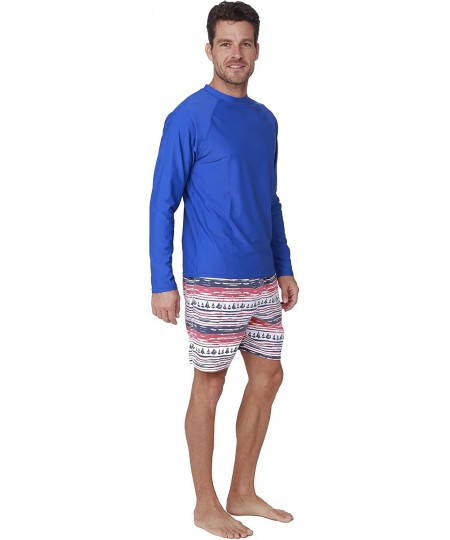 Rash Guards Long Sleeve Rashguard Swim Tee Surfing UPF 50+ Swim Shirt Beachwear Relaxed Fit - Royal - C518683OX3X