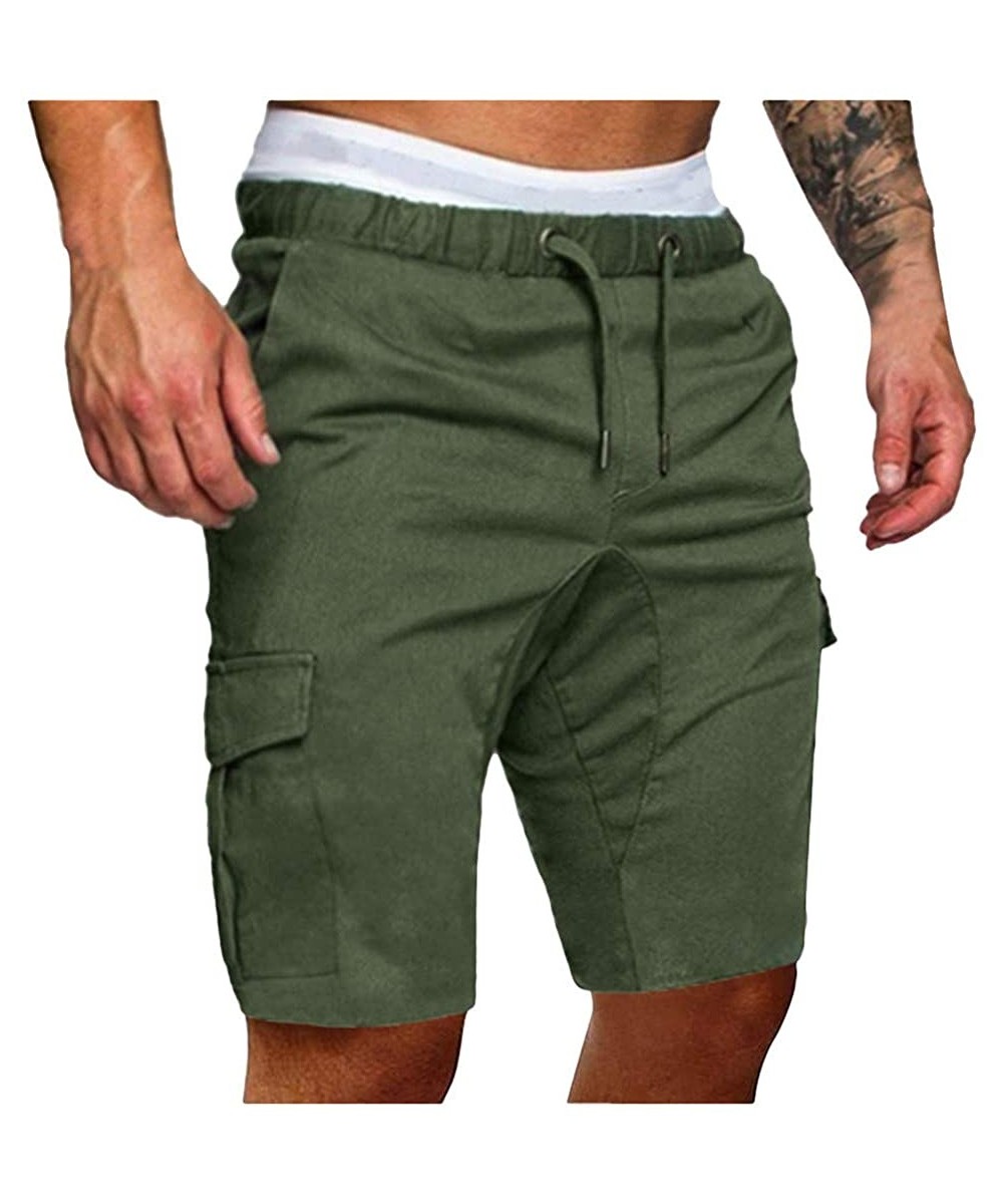 Trunks Beach Pants Fitness Slacks Solid Trunks Shorts - Army Green - CN199RZRYQA