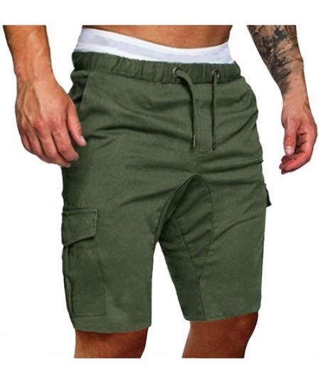 Trunks Beach Pants Fitness Slacks Solid Trunks Shorts - Army Green - CN199RZRYQA