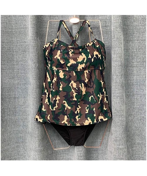 Racing Women Two Pieces Tankini Camouflage Backless Bandage Swimsuit Bathwear - Camouflage - CM12I7AJKVZ