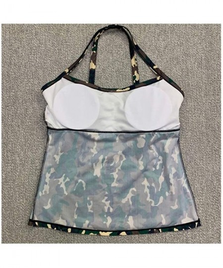 Racing Women Two Pieces Tankini Camouflage Backless Bandage Swimsuit Bathwear - Camouflage - CM12I7AJKVZ