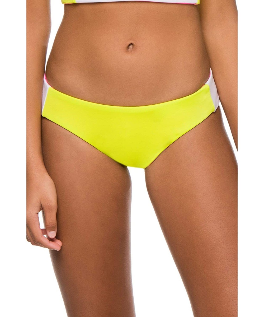 Bottoms Women's Moondance Neon Reversible Hipster Bikini Bottom - Lime Multi - C9195WWIQ29