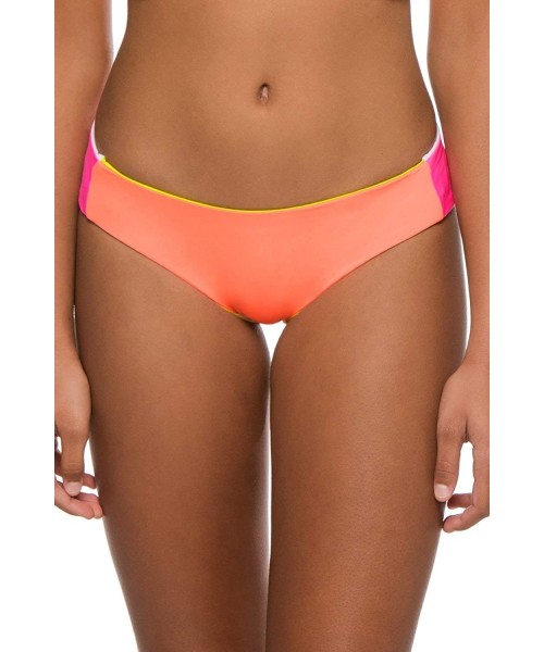 Bottoms Women's Moondance Neon Reversible Hipster Bikini Bottom - Lime Multi - C9195WWIQ29