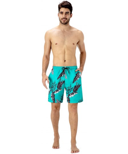 Board Shorts Men's Swim Trunks Shorts Quick Dry UPF 30+ UV Sun Protection Beach Board Shorts - Feather - CV18UGHDUMY