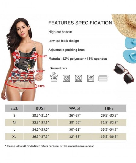 One-Pieces Women's Athletic One Piece Swimsuits Sexy Swimwear Eagles and American Flag Bathing Suits - White - C91983C8HYT