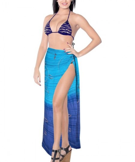 Cover-Ups Women's Swimwear Bikini Cover-Ups Beach Towel Wrap Skirt Hand Tie Dye A - Blue_x916 - C618L7NKUY4