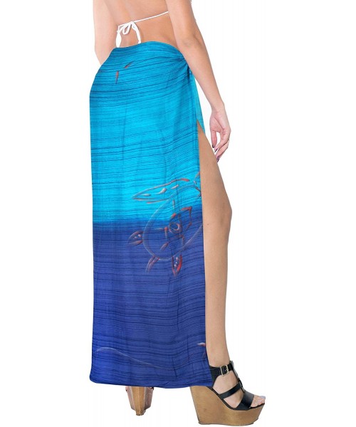 Cover-Ups Women's Swimwear Bikini Cover-Ups Beach Towel Wrap Skirt Hand Tie Dye A - Blue_x916 - C618L7NKUY4