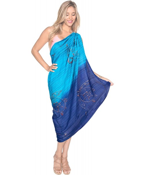 Cover-Ups Women's Swimwear Bikini Cover-Ups Beach Towel Wrap Skirt Hand Tie Dye A - Blue_x916 - C618L7NKUY4