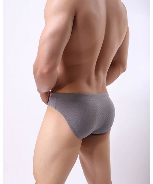 Briefs Men's Fashion Low-Rise Swimming Briefs Pure Color Bikini Swimwear 1156 - A13 Gray - CY18GOWLZQ6