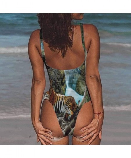 Bottoms Bikini Safari- Collage Local Wild Animals Fits All Different Body Types - Multi 10-one-piece Swimsuit - CZ19E7CXSTU