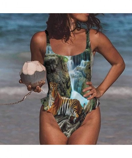 Bottoms Bikini Safari- Collage Local Wild Animals Fits All Different Body Types - Multi 10-one-piece Swimsuit - CZ19E7CXSTU