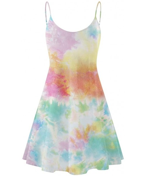 Cover-Ups Mini Dress Women Tie-dye Print Halter Beach Fashion Elegant Skirt - Multicolor - CI19009NE88