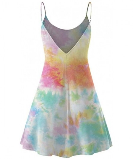 Cover-Ups Mini Dress Women Tie-dye Print Halter Beach Fashion Elegant Skirt - Multicolor - CI19009NE88