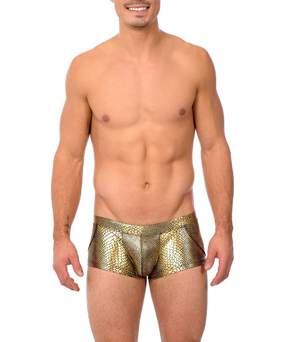 Briefs Mens New Printed Hot Body Boxer Swimsuit - Gold Snake - CD18IIHL6QK