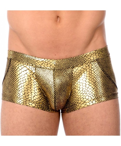 Briefs Mens New Printed Hot Body Boxer Swimsuit - Gold Snake - CD18IIHL6QK