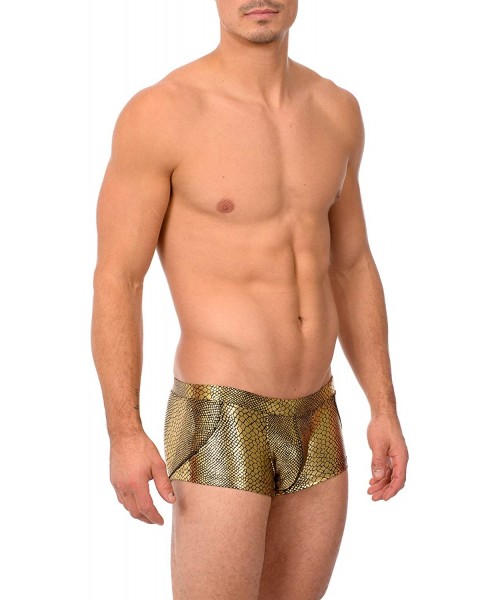 Briefs Mens New Printed Hot Body Boxer Swimsuit - Gold Snake - CD18IIHL6QK