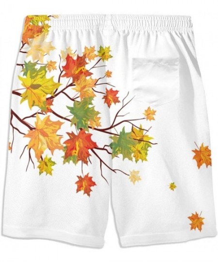 Board Shorts Men's Beach Shorts Fall Tree Branches with Colored Leaves Pastoral Season Swim Trunks - Style02 - CD190DSMZYC