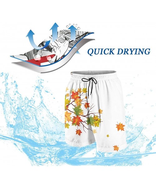 Board Shorts Men's Beach Shorts Fall Tree Branches with Colored Leaves Pastoral Season Swim Trunks - Style02 - CD190DSMZYC