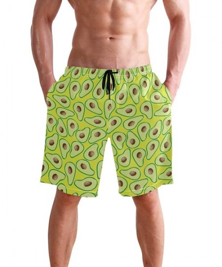 Board Shorts Mens Swim Trunks Anchors Starfish Beach Board Shorts - Fruit Avocados - C318NX99588